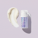 Calm balm with a swatch of cream on a light purple background